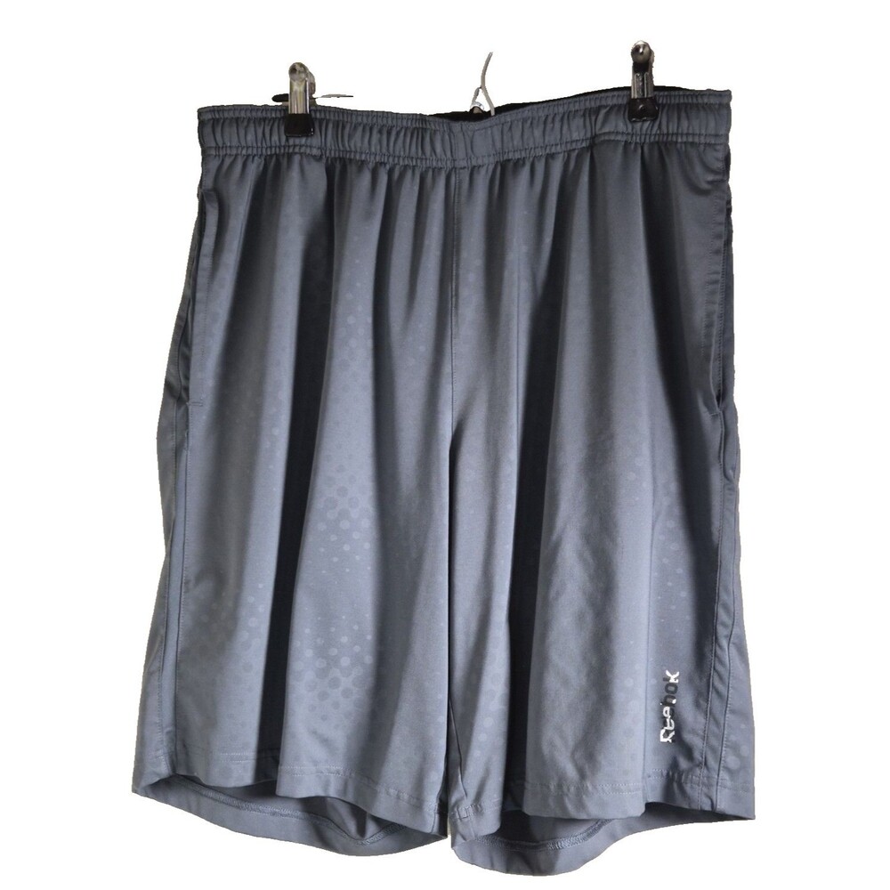 Reebok Men's Athletic Shorts Large Gray Training Gym Running Workout Pockets